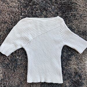 Maeve Ribbed Knit Sweater Cream Womens size L